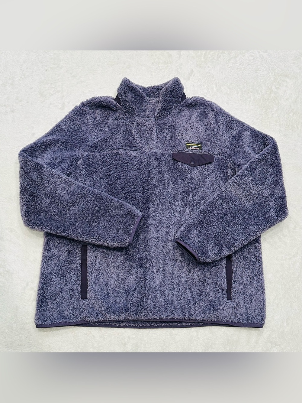 LL Bean Fleece Pullover Womens XL Purple Hi-Pile Sherpa Snap T Mountain Jacket